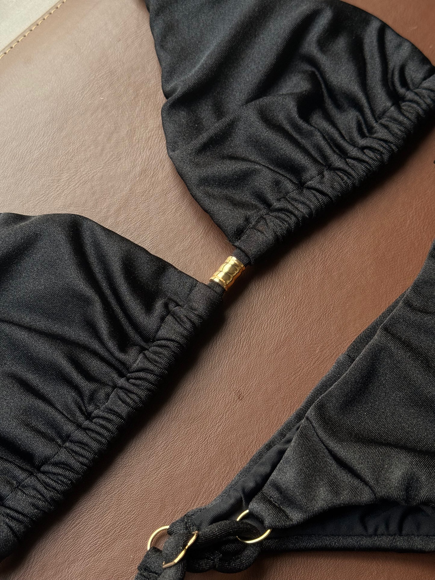 Conjunto Cortininha Preto Acetinado